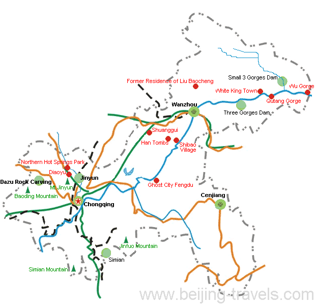 Chongqing Map, Chongqing Tourist Map