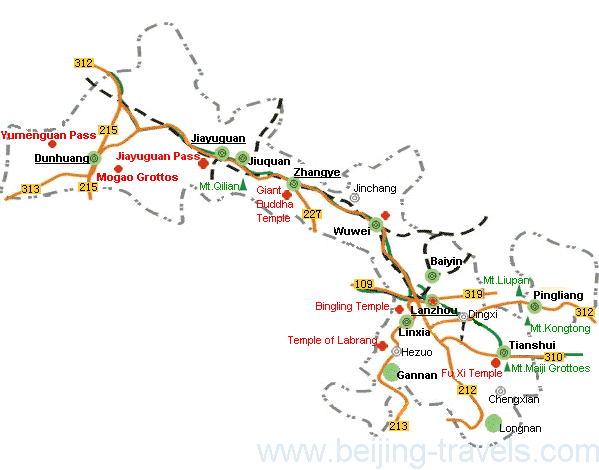 Gansu Map, Gansu Travel Map