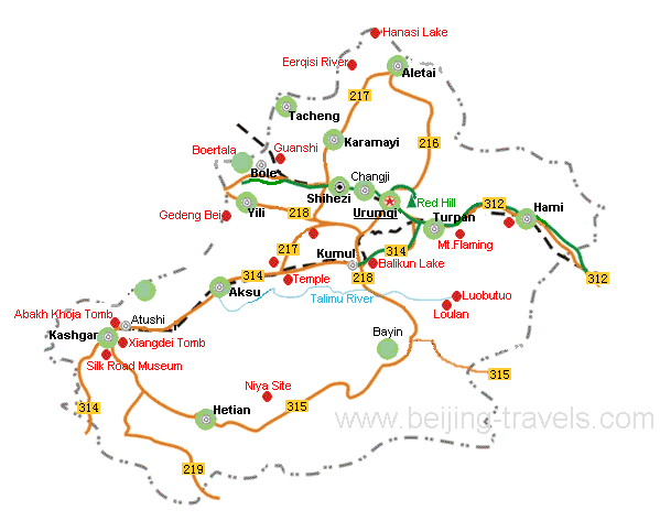 Xinjiang Map, Xinjiang Tourist Map