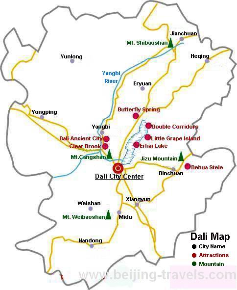 Dali Map, Dali Tourist Map
